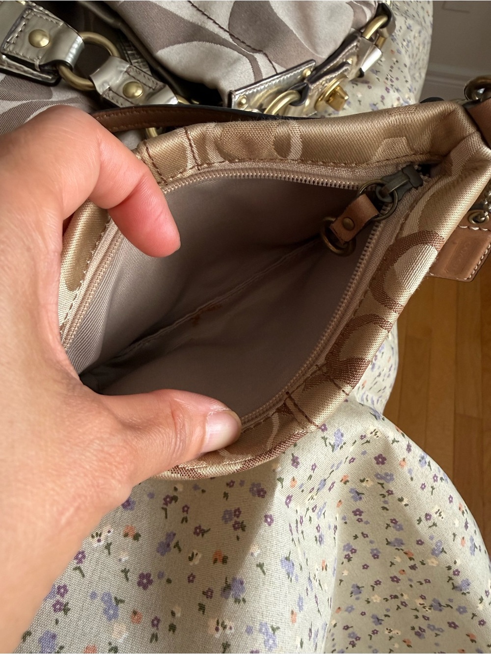 Coach Beige/Tan Mini Signature Wristlet - Picture 3 of 3